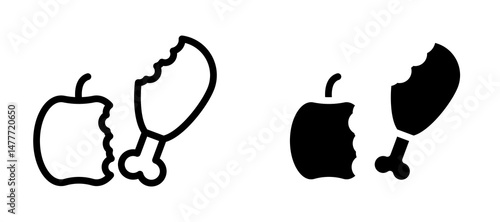 Organic waste icon in black modern and lines and solid