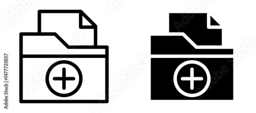 Medical history icon in black modern and lines and solid