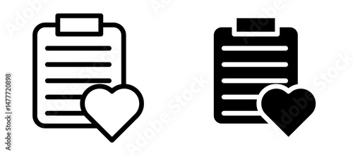 Wish list icon in black modern and lines and solid