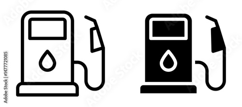 Gas station icon in black modern and lines and solid