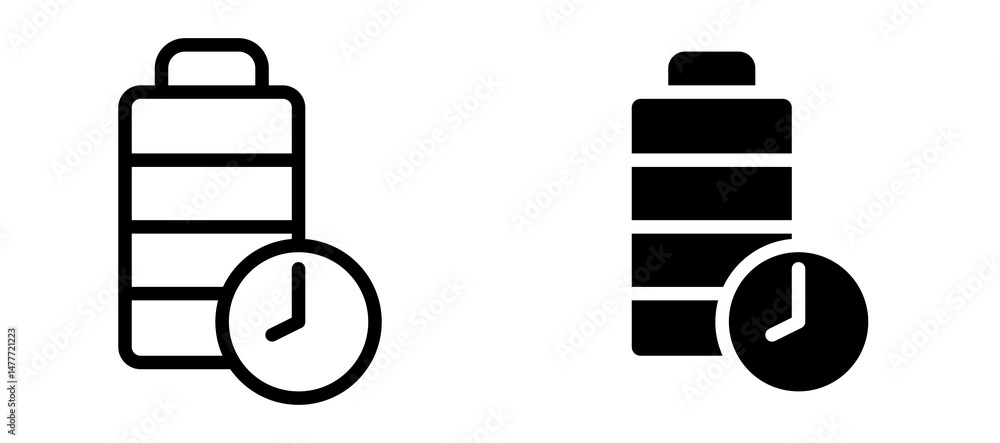 Fototapeta premium Battery life icon in black modern and lines and solid