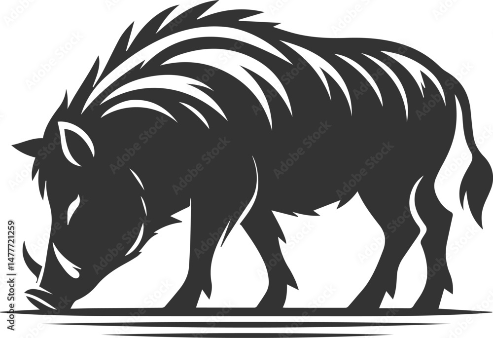 Fototapeta premium Animal silhouette of a wild boar vector