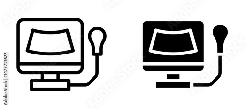 Ultrasonography icon in black modern and lines and solid