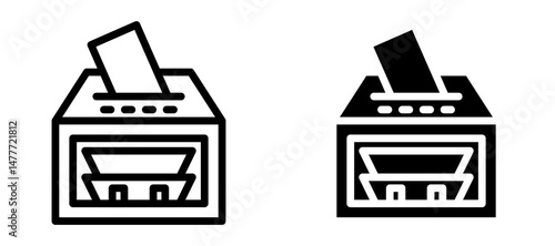 Money counting machine icon in black modern and lines and solid