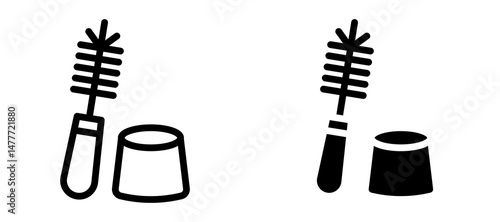 Toilet brush icon in black modern and lines and solid