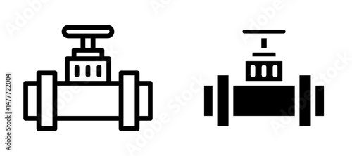 Pipe valve icon in black modern and lines and solid