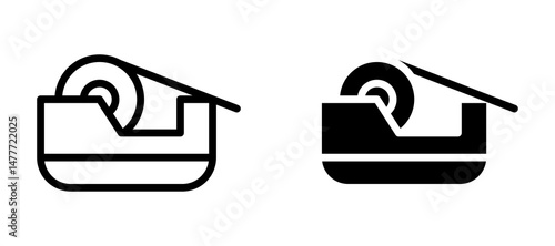 Tape dispenser icon in black modern and lines and solid