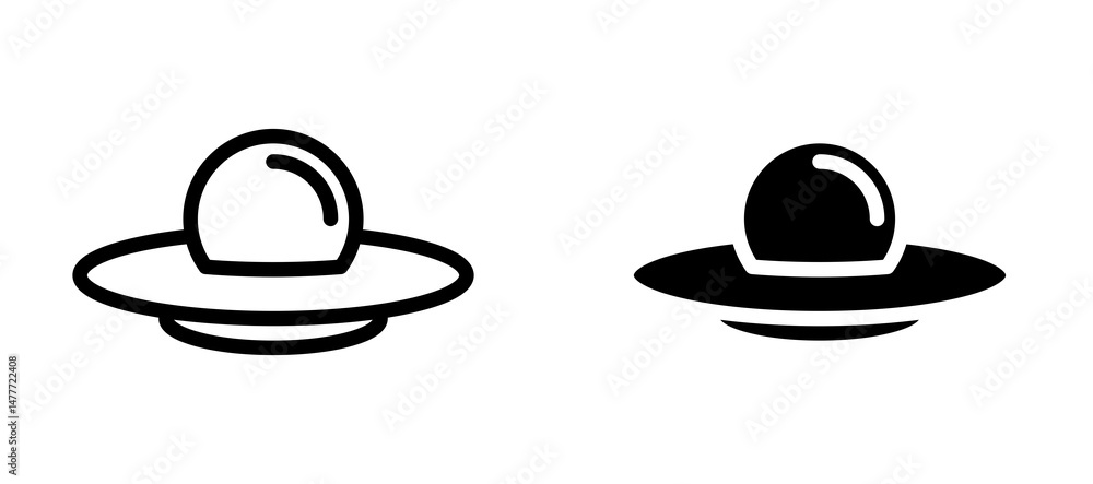 UFO icon in black modern and lines and solid UFO icon in black modern and lines and solid