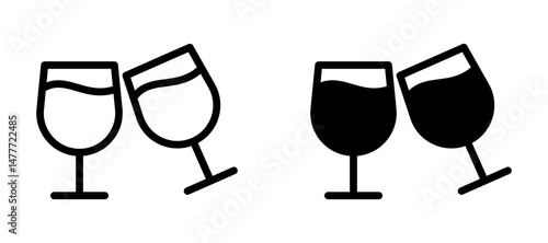 champagne glasses icon in black modern and lines and solid