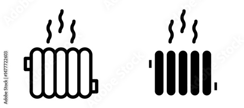 Radiator icon in black modern and lines and solid
