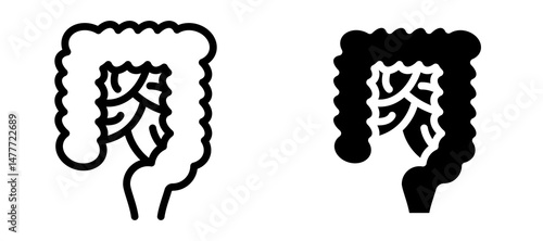 Gut icon in black modern and lines and solid