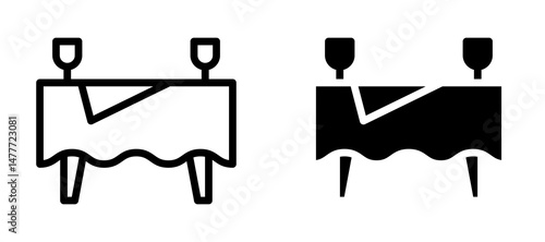 Dinner table icon in black modern and lines and solid