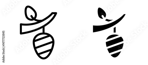 Cocoon icon in black modern and lines and solid