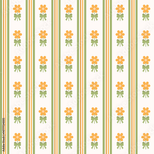 Flowers Coquette Bows Striped Seamless Pattern