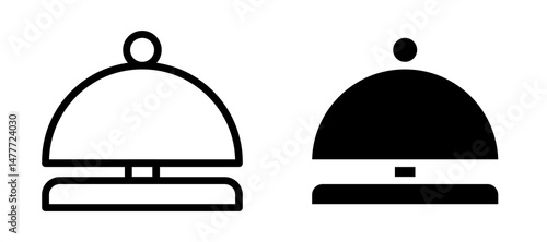 Reception bell icon in black modern and lines and solid