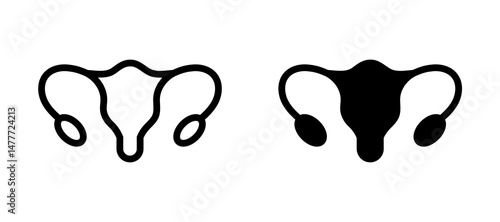 Uterus icon in black modern and lines and solid