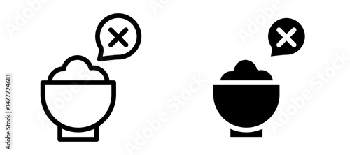 Lack of appetite icon in black modern and lines and solid