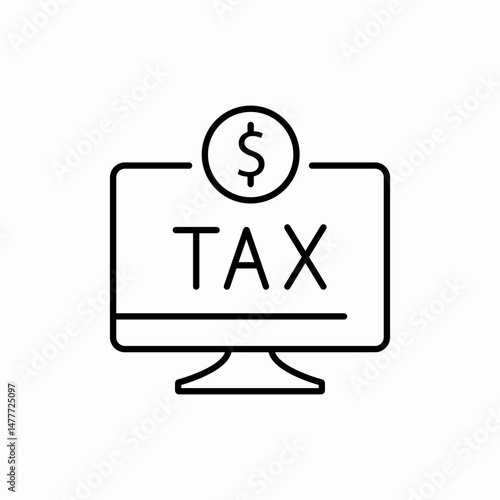 Tax monitor computer screen icon vector sign