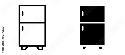 Fridge icon in black modern and lines and solid