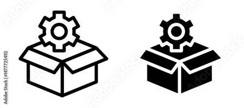 Product management icon in black modern and lines and solid