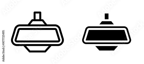 Rear mirror icon in black modern and lines and solid