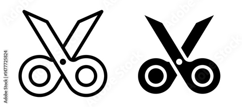 Scissors icon in black modern and lines and solid