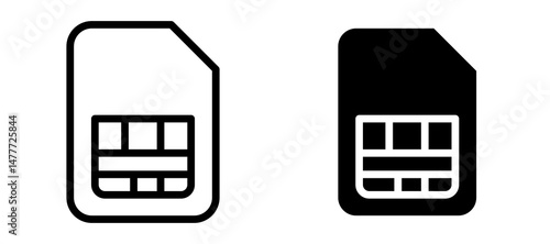 Sim card icon in black modern and lines and solid