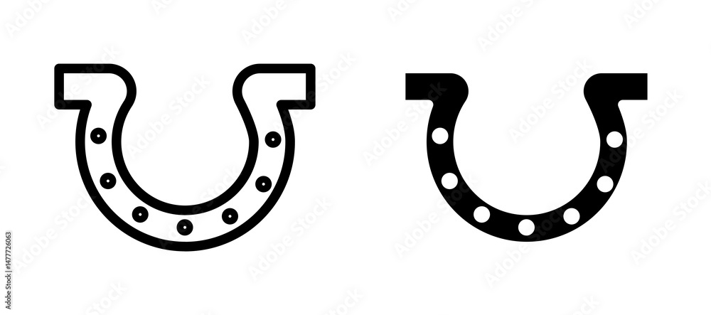 Obraz premium Horseshoe icon in black modern and lines and solid