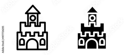 Castle icon in black modern and lines and solid