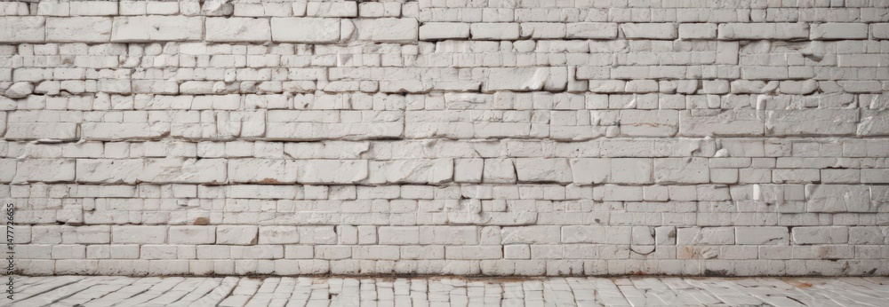 Obraz premium Distressed white brick, uneven surface, grunge aesthetic , architecture, image