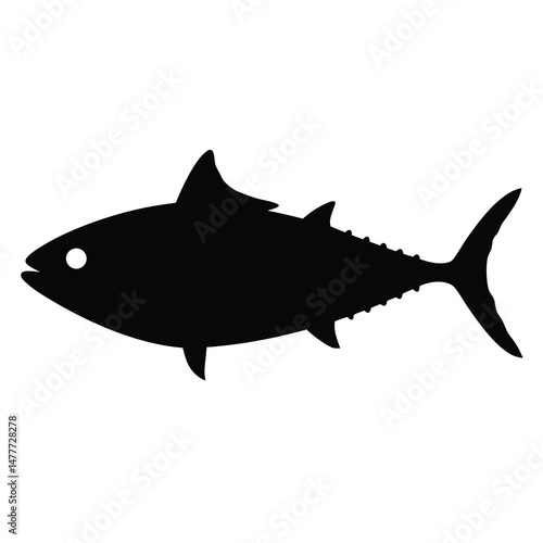 albacore tuna vector silhouette icon - ideal for fishing logos, seafood icons, and aquatic-themed graphics.