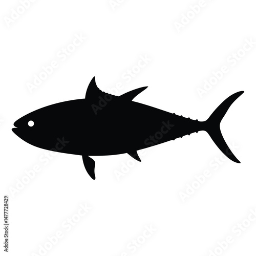 albacore tuna vector silhouette icon - ideal for fishing logos, seafood icons, and aquatic-themed graphics.