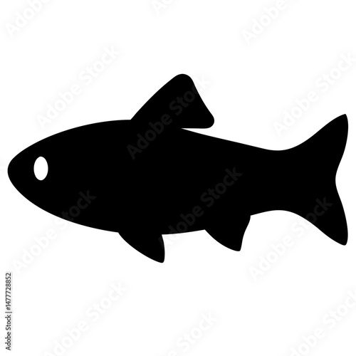 anchovy vector silhouette icon - ideal for fishing logos, seafood icons, and aquatic-themed graphics.