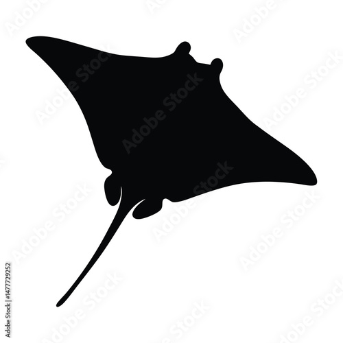 angel shark vector silhouette icon - ideal for fishing logos, seafood icons, and aquatic-themed graphics.