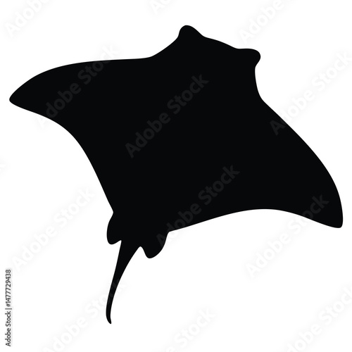 angel shark vector silhouette icon - ideal for fishing logos, seafood icons, and aquatic-themed graphics.
