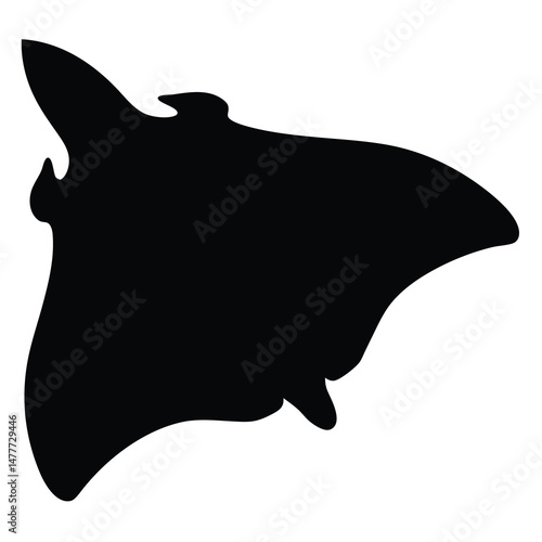 angel shark vector silhouette icon - ideal for fishing logos, seafood icons, and aquatic-themed graphics.