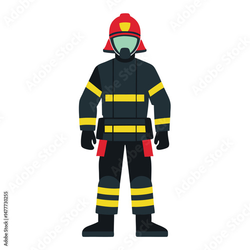 Firefighter with Hose in Heroic Stance