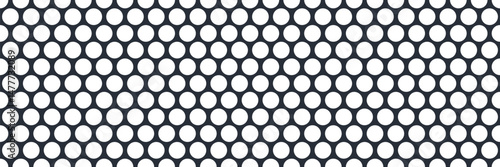 Metal micro mesh seamless pattern. Iron plate with round holes. Perforated metal texture. Dotted seamless pattern. Peg board sheet. Speaker screen grid background. Vector design illustration.