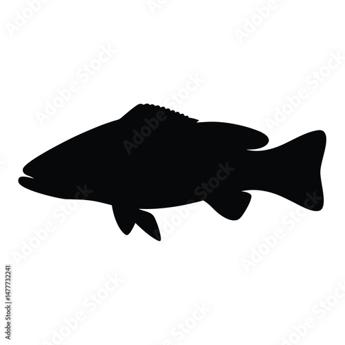 barramundi vector silhouette icon - ideal for fishing logos, seafood icons, and aquatic-themed graphics.