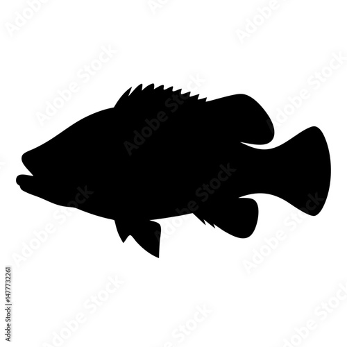 barramundi vector silhouette icon - ideal for fishing logos, seafood icons, and aquatic-themed graphics.