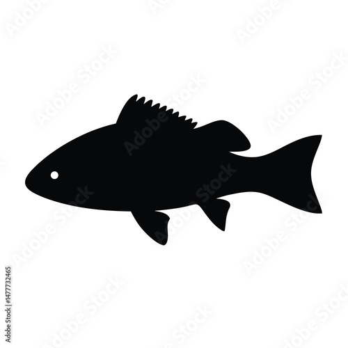 barramundi vector silhouette icon - ideal for fishing logos, seafood icons, and aquatic-themed graphics.