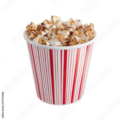 Mini popcorn bucket, ultra realistic uhd photo, on transparent background