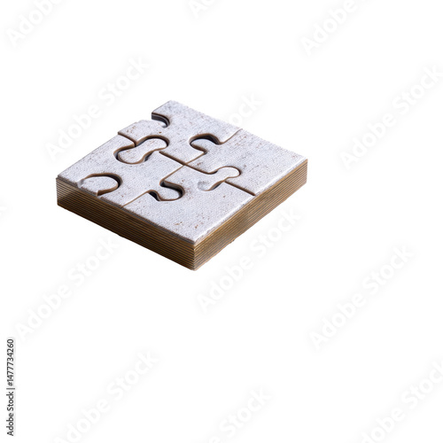 Mini puzzle book, ultra realistic uhd photo, on transparent background