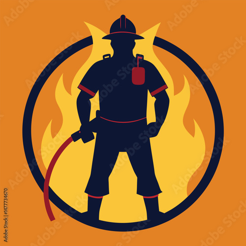 Uniformed Firefighter Standing Calmly