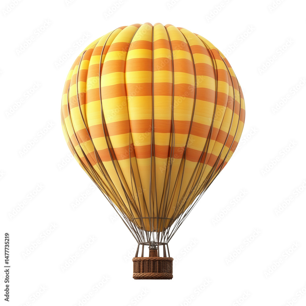 Fototapeta premium Vibrant Hot Air Balloon Isolated Against a Pure White Backdrop View