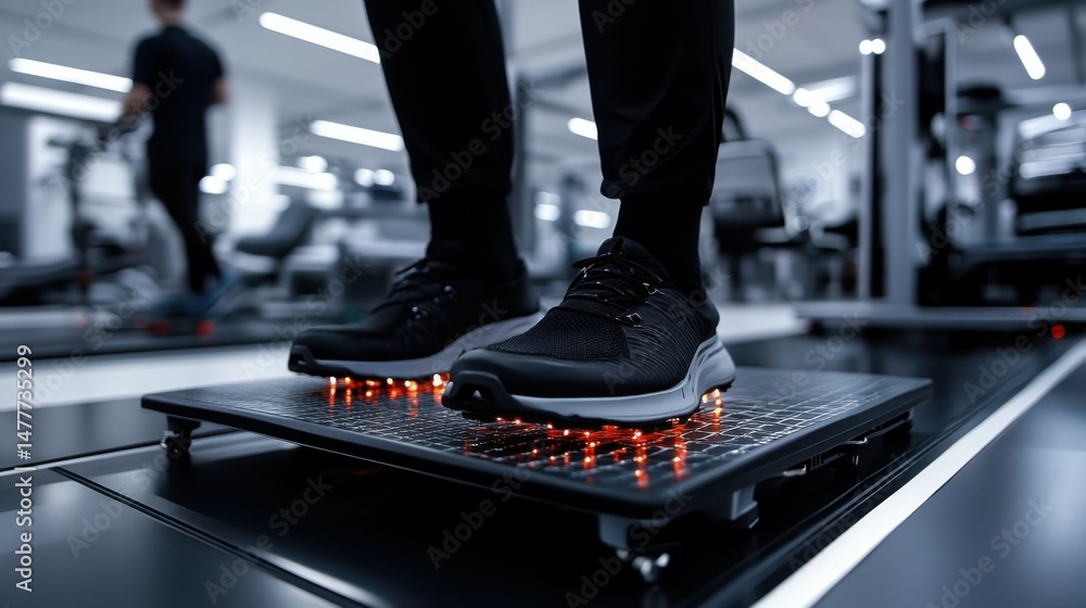 Fototapeta premium A patient using rehabilitation equipment during physiotherapy