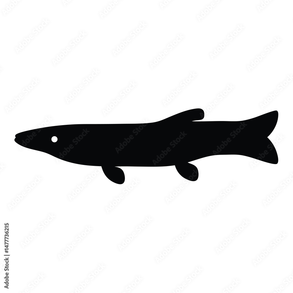 bichir vector silhouette icon - ideal for fishing logos, seafood icons, and aquatic-themed graphics. bichir vector silhouette icon - ideal for fishing logos, seafood icons, and aquatic-themed graphics.