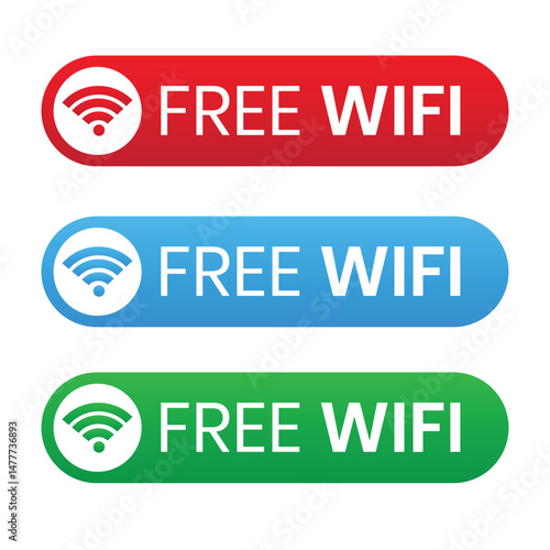 free wifi sticker element set design template vector