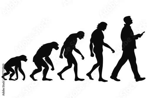 silhouette of a human evolution vector 