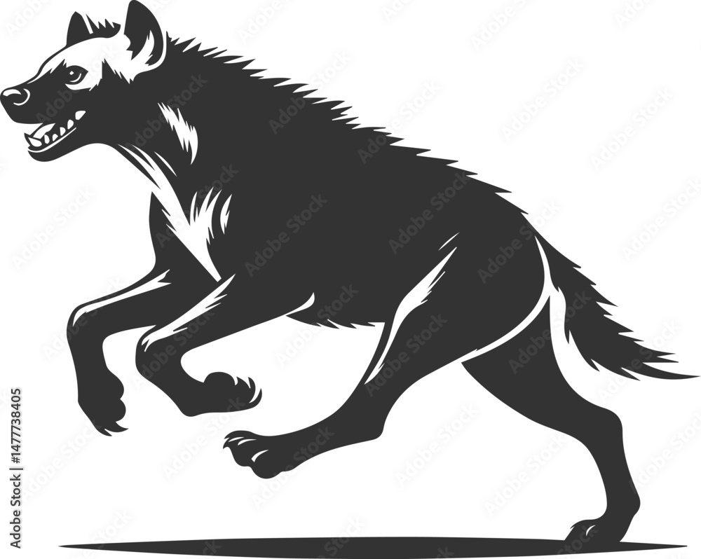 Animal vector silhouette of a hyena isolated drawing Animal vector silhouette of a hyena isolated drawing